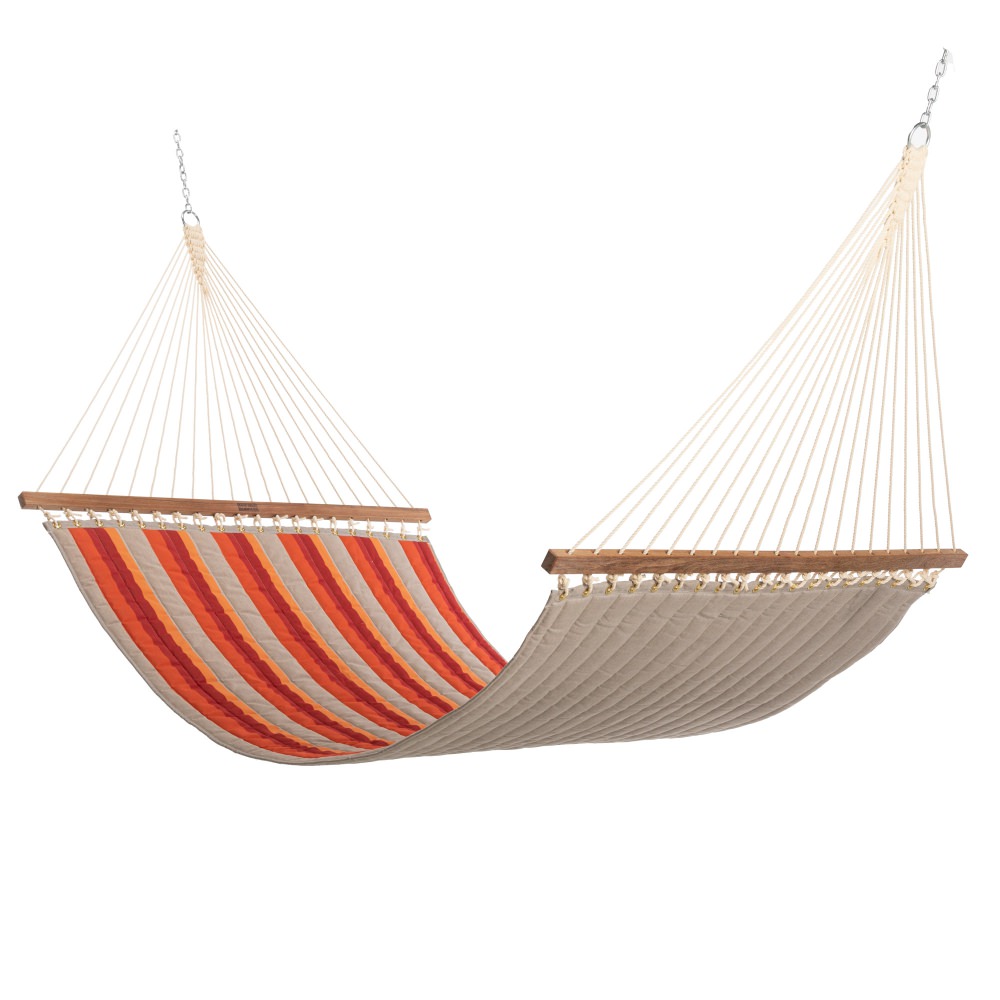 Large Quilted Hammock with ROMAN ARC® 7-Ply Deluxe Cypress Wood Hammock Stand