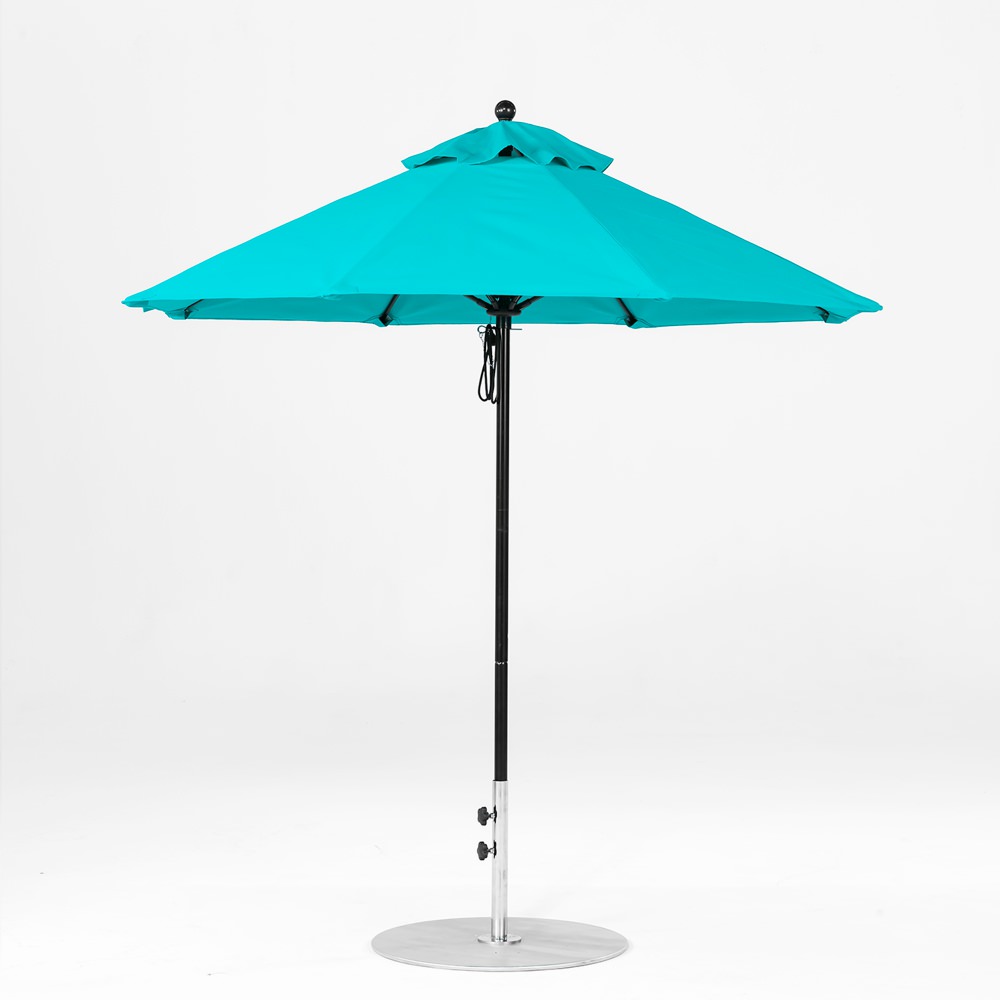 7.5 Ft. Pulley Lift Fiberglass Market Umbrella with Black Pole