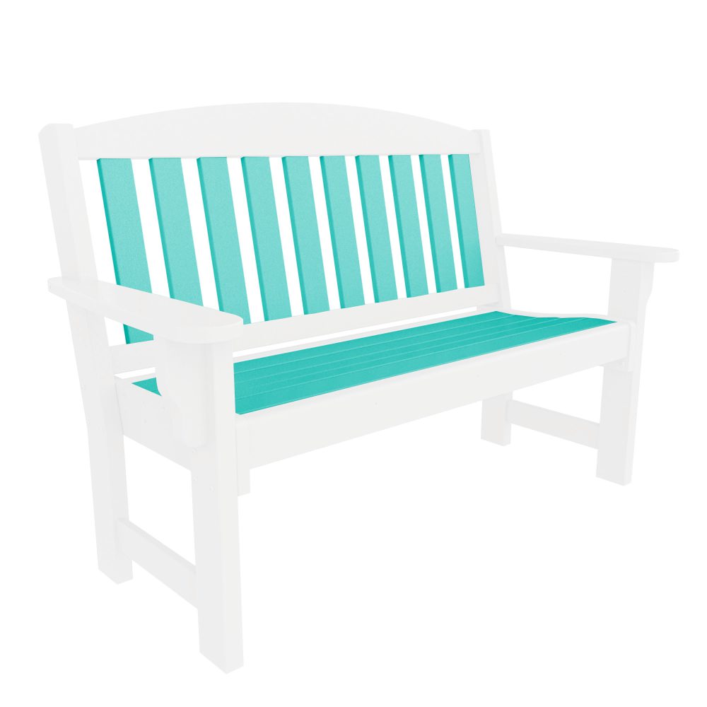 Garden Bench - White and Turquoise