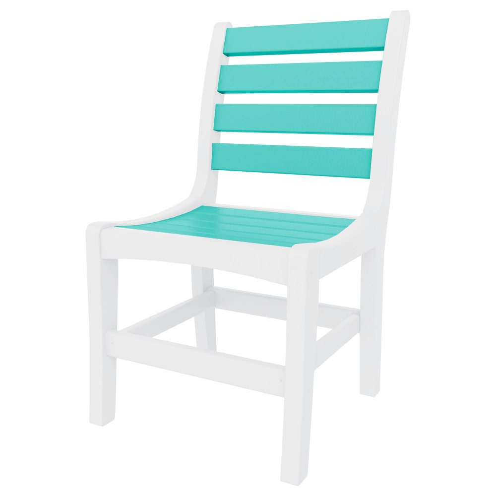 Horizontal Dining Chair - White and Turquoise