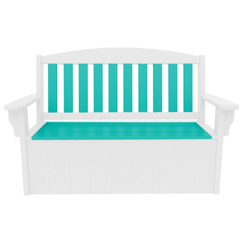Stowaway Bench - White and Turquoise