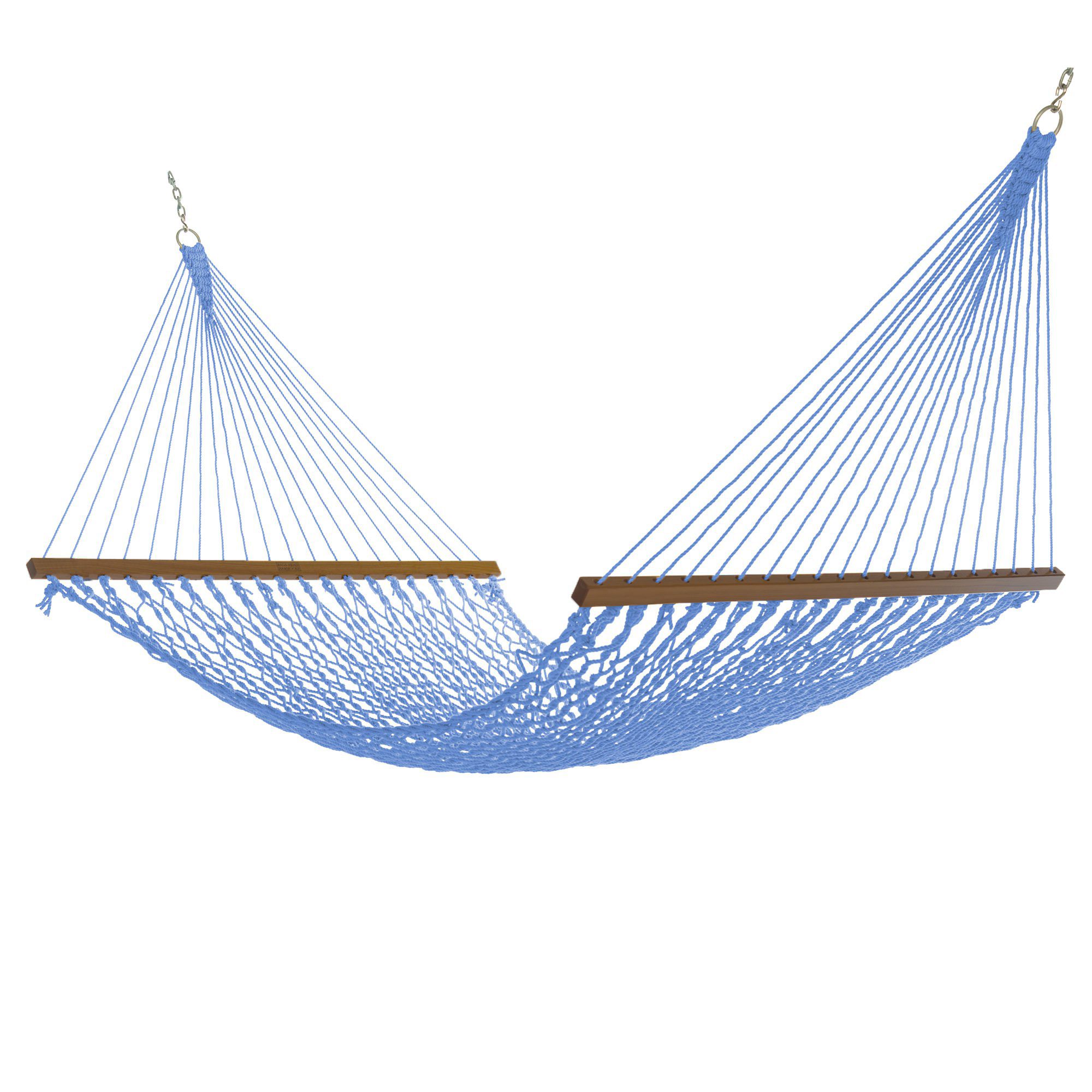 Original Pawleys Island 12DCCB Single Coastal Blue Duracord Rope Hammock with Extension Chains ＆ Tree Hooks, Handcrafted in The USA, Accommodates P