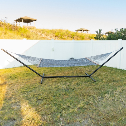 Extra-Wide DURACORD® Rope Hammock with TRI-BEAM® Steel Hammock Stand and Optional Pillow