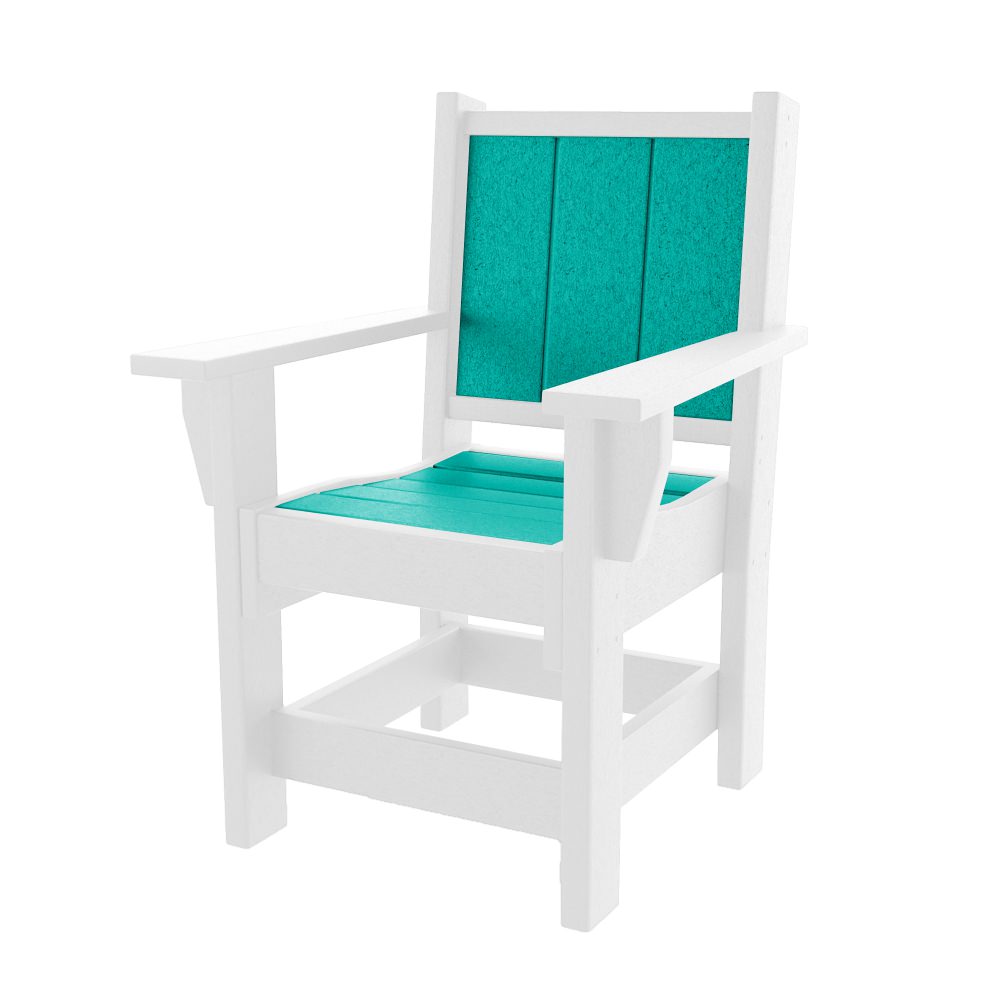 DURAWOOD® Modern Dining Chair With Arms - White and Turquoise