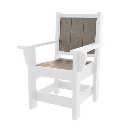 Modern Dining Chair With Arms - White and Weatherwood