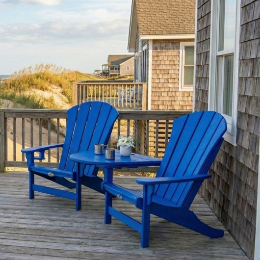 DURAWOOD® Poly 3 Piece Sunrise Adirondack Chair and Tete-A-Tete Set