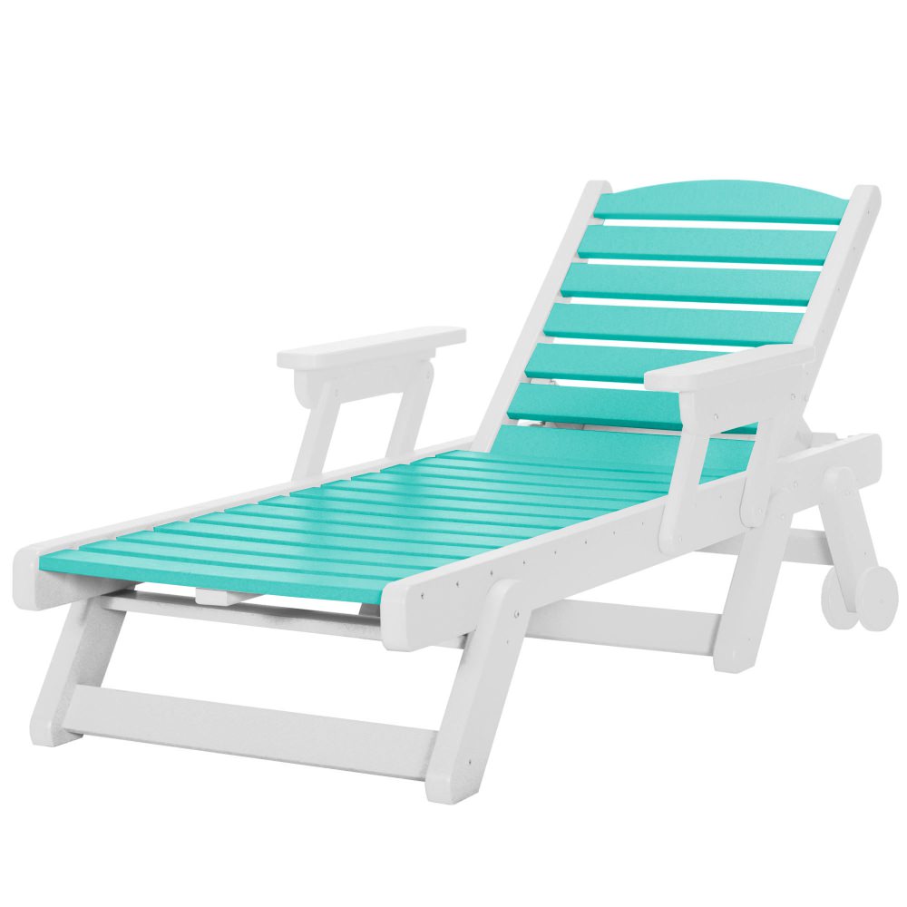 DURAWOOD® Classic Chaise Lounge - White and Turquoise