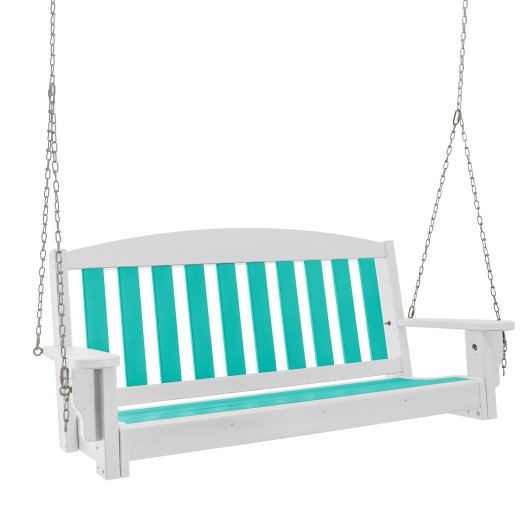 Classic Bench Swing - White and Turquoise