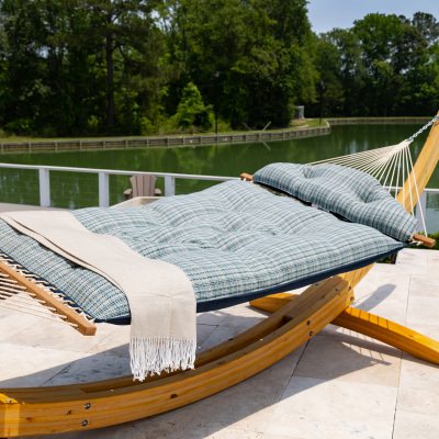Large Sunbrella Principle Lagoon Tufted Hammock with Detachable Pillow