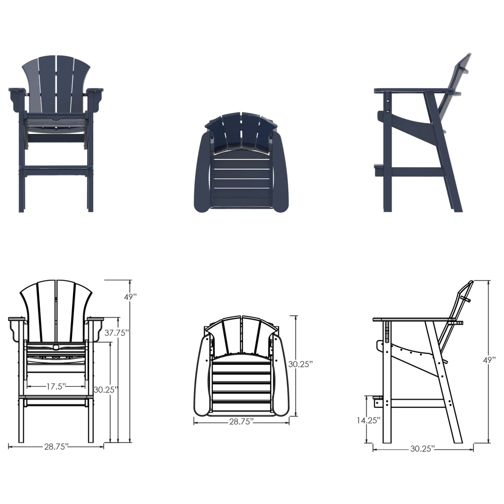 DURAWOOD® Poly Sunrise Bar Height Chair