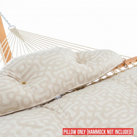 Long Sunbrella Tufted Hammock Pillow - Fretwork Flax