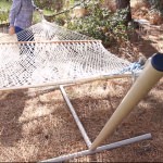 15 ft. TRI-BEAM® Steel Hammock Stand with Right Connection Design and Cape Shield Powder Coating - Taupe